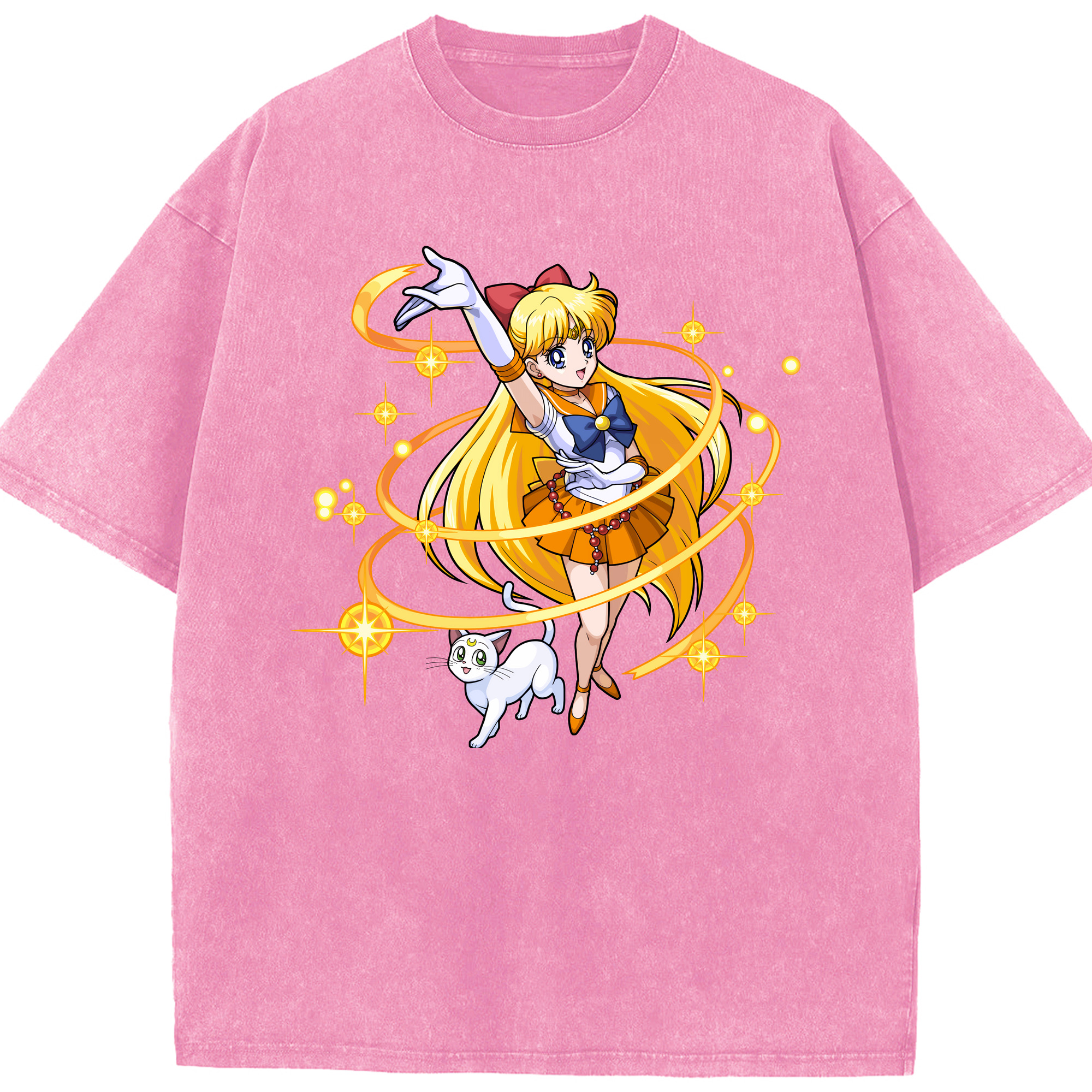 （画像用） 美少女戦士セーラームーン 愛野 美奈子 あいの みなこ Sailor Moon Aino Minako 綿100% ヴィンテージ風 半袖Tシャツ（フロントプリント）
